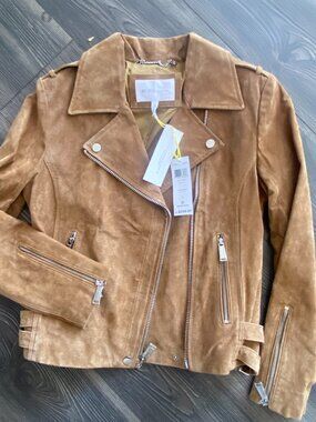 NWT  BGBGeneration Carmel Genuine Suede Moto Jacket GORGEOUS